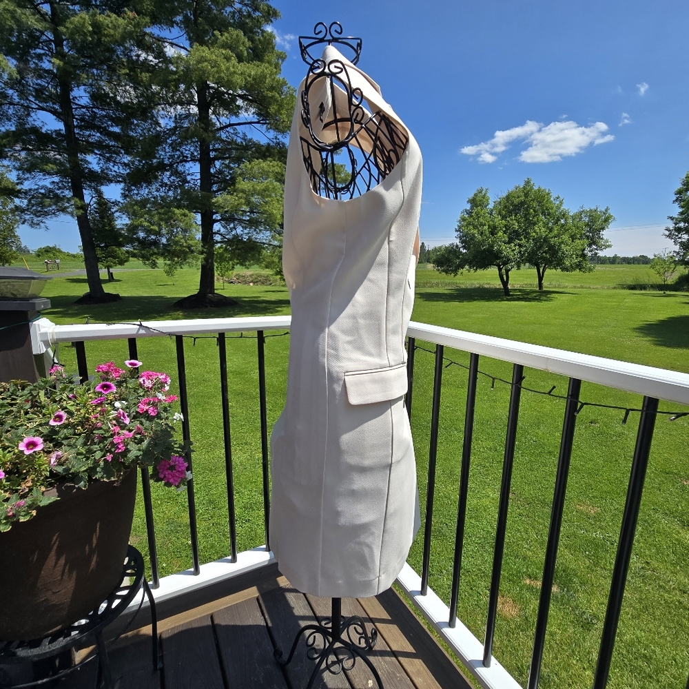 Ann Taylor Cream Double-Breasted Midi Dress - Picture 4 of 9